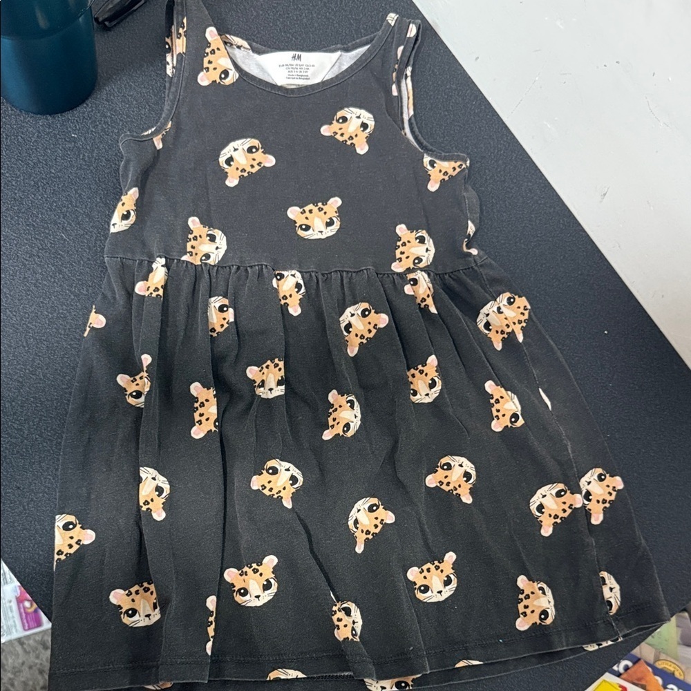 H&M Kids' Black Dress with Orange Animal Print